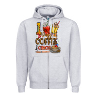 Heather Grey 100. Days Of Coffee  Chaos Zipper Hoodie - CowhideDigitalArt