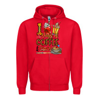 Red 100. Days Of Coffee  Chaos Zipper Hoodie - CowhideDigitalArt