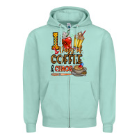 Seafoam 100. Days Of Coffee  Chaos Zipper Hoodie - CowhideDigitalArt