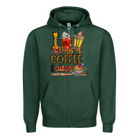 Sports Green 100. Days Of Coffee  Chaos Zipper Hoodie - CowhideDigitalArt