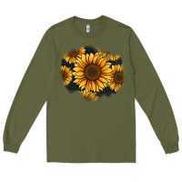 Army Green sunflower patch Long Sleeve Tee - Jasminsmagicworld