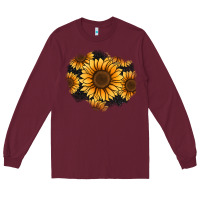 Burgundy sunflower patch Long Sleeve Tee - Jasminsmagicworld