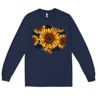 Navy sunflower patch Long Sleeve Tee - Jasminsmagicworld