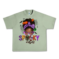 Oil Green Spooky vibes afro messy bun Urban Heavy Tee - NancyCooperArtShop