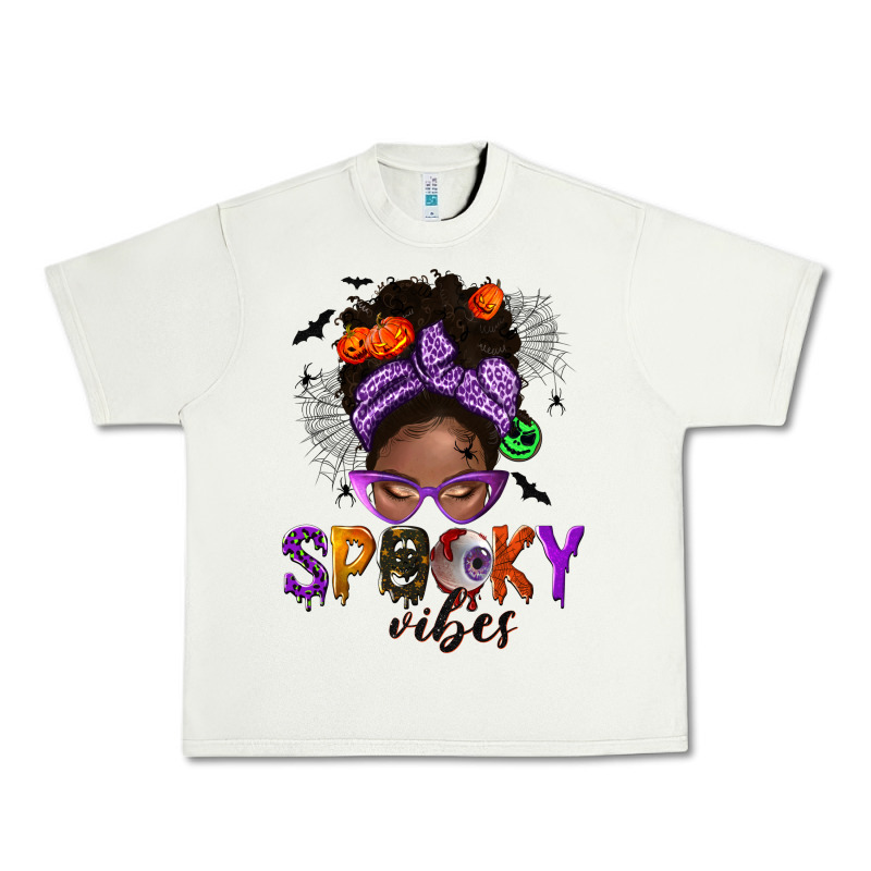 Spooky Vibes Afro Messy Bun Urban Heavy Tee by NancyCooperArtShop | Teevron