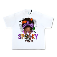 White Spooky vibes afro messy bun Urban Heavy Tee - NancyCooperArtShop