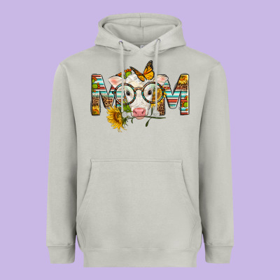 Western Baby Calf Mom With Sunflower Heavyweight Hoodie Designed By Lillyallendesigns