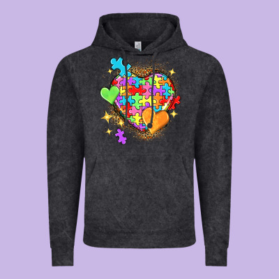 Autism Hearts Vintage Hoodie Designed By Nancycooperartshop