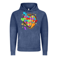Vintage Denim Autism hearts Vintage Hoodie - NancyCooperArtShop