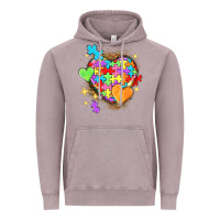 Vintage Zinc Autism hearts Vintage Hoodie - NancyCooperArtShop
