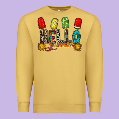 Hello Summer Premium Sweatshirt Designed By Racoondesign