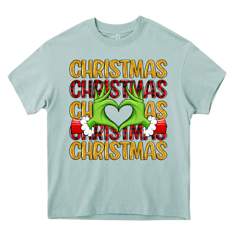 Christmas Grinch Heart Hands Heavy Core Tee by MaliasSmallBusiness | Teevron
