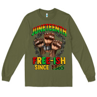 Army Green juneteenth free ish since 1865 Long Sleeve Tee - CowGirlArtShop