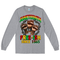Heather Grey juneteenth free ish since 1865 Long Sleeve Tee - CowGirlArtShop