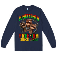 Navy juneteenth free ish since 1865 Long Sleeve Tee - CowGirlArtShop