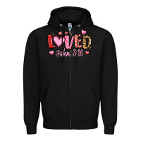 Black loved john 3 16 Zipper Hoodie - LillyAllenDesigns