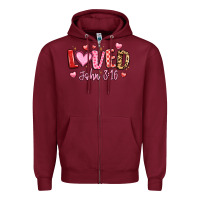 Burgundy loved john 3 16 Zipper Hoodie - LillyAllenDesigns