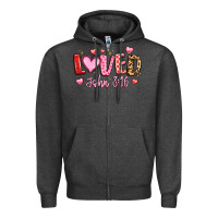 Charcoal Heather loved john 3 16 Zipper Hoodie - LillyAllenDesigns
