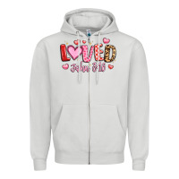 Dove Grey loved john 3 16 Zipper Hoodie - LillyAllenDesigns