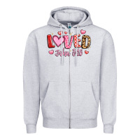 Heather Grey loved john 3 16 Zipper Hoodie - LillyAllenDesigns