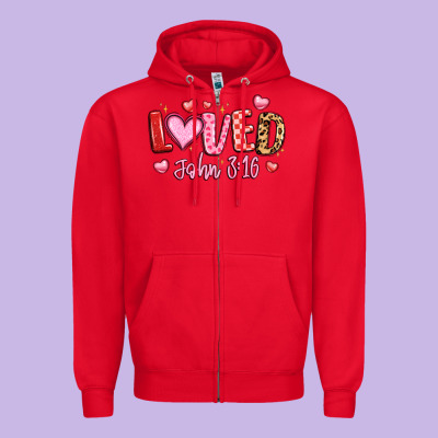 Loved John 3 16 Zipper Hoodie Designed By Lillyallendesigns