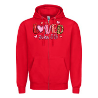 Red loved john 3 16 Zipper Hoodie - LillyAllenDesigns