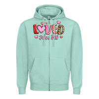 Seafoam loved john 3 16 Zipper Hoodie - LillyAllenDesigns