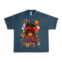 Midnight Navy one merry nurse afro messy bun Urban Heavy Tee - texasbilliewilder