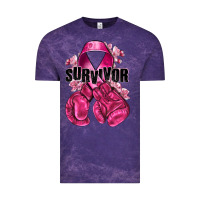 Cloud Purple Survivor Breast Cancer with boxing gloves Vintage Tee - NancyCooperArtShop