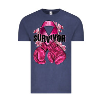 Vintage Denim Survivor Breast Cancer with boxing gloves Vintage Tee - NancyCooperArtShop