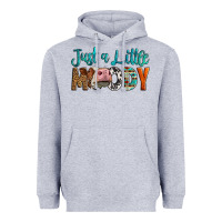 Heather Grey Western Just A Little Moody Cow Heavyweight Hoodie - LillyAllenDesigns