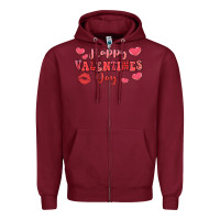Burgundy happy valentine's day Zipper Hoodie - LillyAllenDesigns