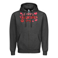 Charcoal Heather happy valentine's day Zipper Hoodie - LillyAllenDesigns