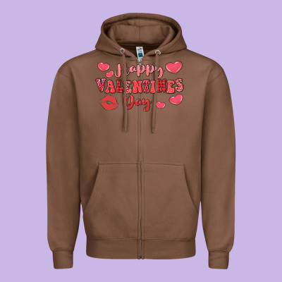 Happy Valentine's Day Zipper Hoodie Designed By Lillyallendesigns