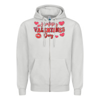 Dove Grey happy valentine's day Zipper Hoodie - LillyAllenDesigns