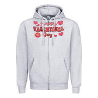 Heather Grey happy valentine's day Zipper Hoodie - LillyAllenDesigns