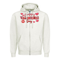 Oatmeal Heather happy valentine's day Zipper Hoodie - LillyAllenDesigns
