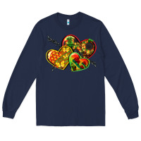 Navy juneteenth hearts Long Sleeve Tee - CowGirlArtShop