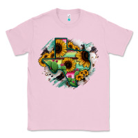 Bubblegum Pink Texas Map Sunflower Cactus Serape Classic Tee - RanaPortraitStore