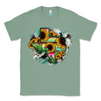 Sage Texas Map Sunflower Cactus Serape Classic Tee - RanaPortraitStore