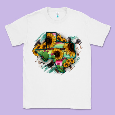 Texas Map Sunflower Cactus Serape Classic Tee Designed By Ranaportraitstore