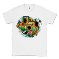 White Texas Map Sunflower Cactus Serape Classic Tee - RanaPortraitStore