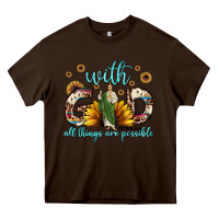 Chocolate Brown with god all things are possible matthew 19 26 Heavy Core Tee - JahusDesignShop