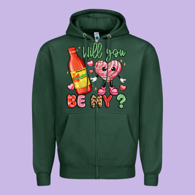Will You Be My Zipper Hoodie Designed By Lillyallendesigns