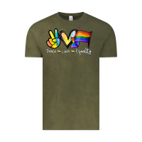 Vintage Olive Peace love equality Vintage Tee - NancyCooperArtShop