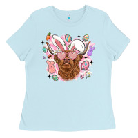 Baby Blue highland heifer easter Ladies Tee - LillyAllenDesigns