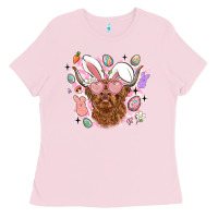 Bubblegum Pink highland heifer easter Ladies Tee - LillyAllenDesigns