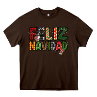 Chocolate Brown feliz navidad Heavy Core Tee - MaliasSmallBusiness