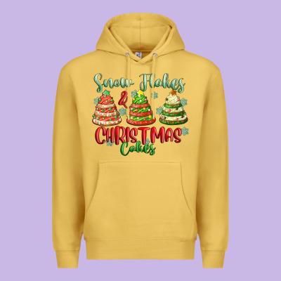 Snow Flakes And Christmas Cakes Premium Hoodie Designed By Fadigitalartstudio