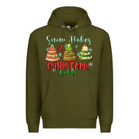 Army Green snow flakes and christmas cakes Premium Hoodie - FaDigitalArtStudio